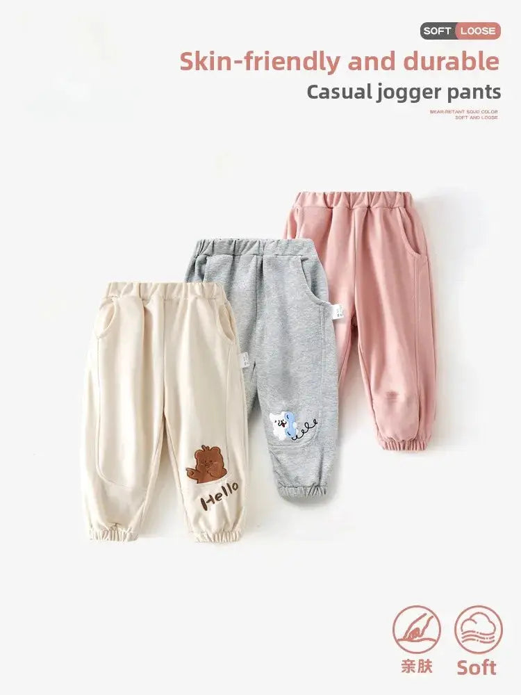 Loose Children's Sport Pants Boy's Spring Clothes Patchwork Embroidered Casual Trousers Baby Comfortable Long Pants