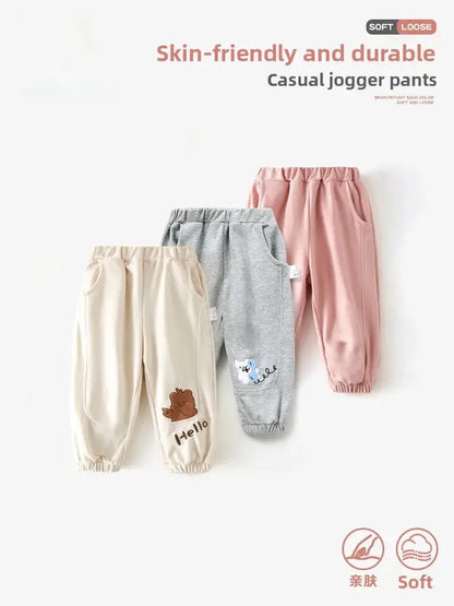 Loose Children's Sport Pants Boy's Spring Clothes Patchwork Embroidered Casual Trousers Baby Comfortable Long Pants