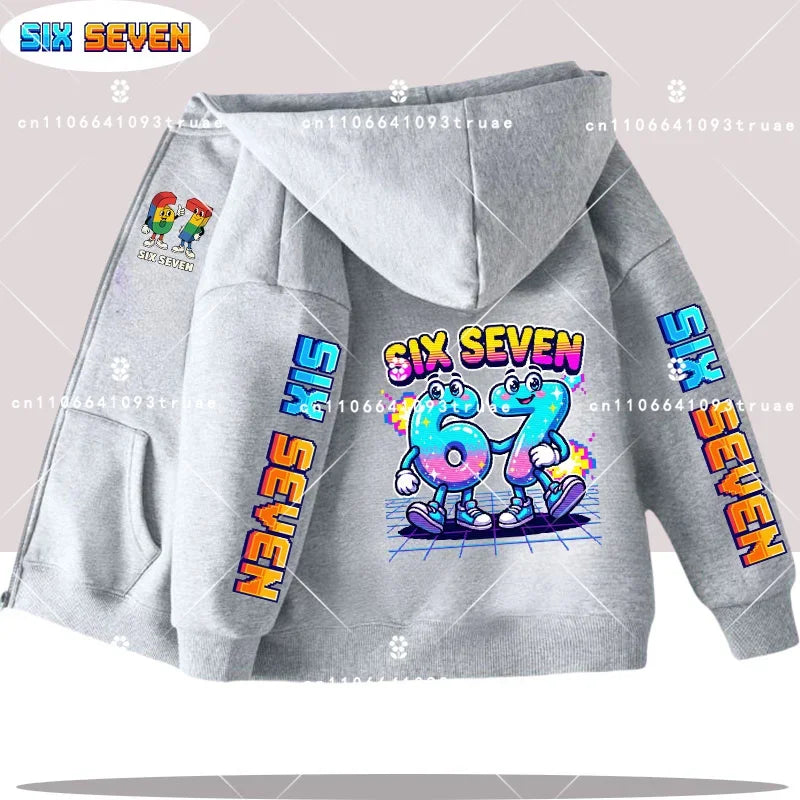 Hot Six Seven Children's Zip Up Hoodies Funny 67 Brainrot Zipper Hoody Clothes Kid Girl Boy Baby Casual Fashion Tops Sweatshirts