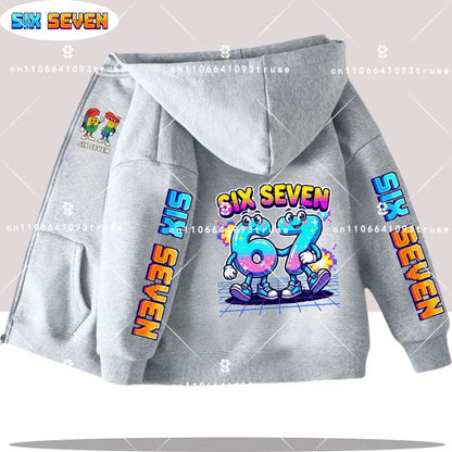 Hot Six Seven Children's Zip Up Hoodies Funny 67 Brainrot Zipper Hoody Clothes Kid Girl Boy Baby Casual Fashion Tops Sweatshirts