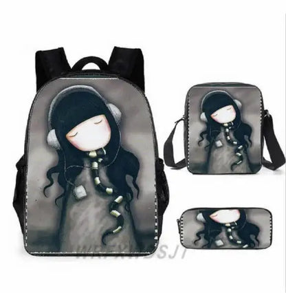 2026 Popular Youthful Anime Santoro Gorjuss 3D Print 3pcs/Set Student Travel bags Laptop Daypack Backpack Shoulder Bag Pencil by All Mart Bristol Ltd