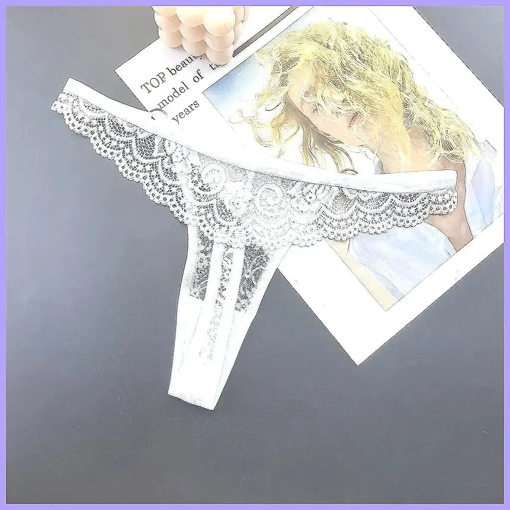 4Pcs Sexy Lace Thong Panties Women Low Rise Transparent Lingerie Set Plus Size by All Mart Bristol Ltd