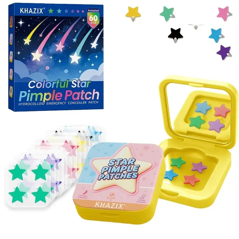 60PCS of portable small mirror star-shaped acne patches, with a fashionable design. Perfect for touch-ups at any time by All Mart Bristol Ltd
