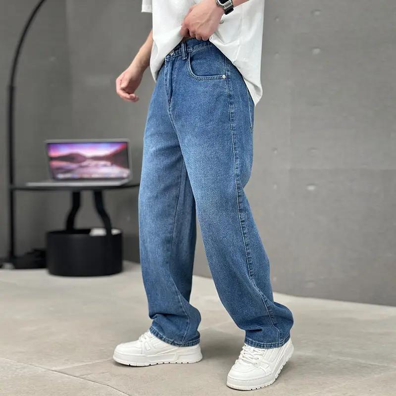 Fashion Pockets Jeans Men's Wide-leg Straight Trousers Versatile Casual Long Pants Streetwear Clothing by Dropshipman