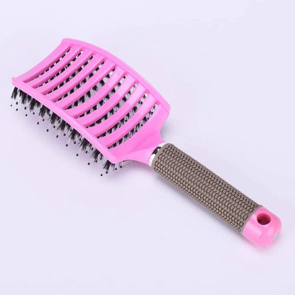 Boar Bristle Hair Brush Set – Curved & Vented Detangling Brushes in Pink & Purple by All Mart Bristol Ltd
