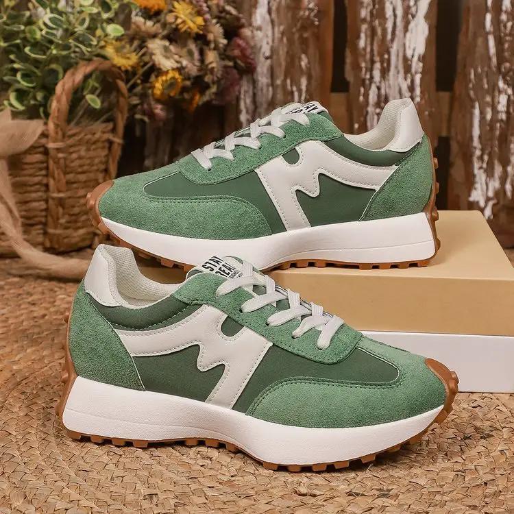 Womens Chunky-Soled Sneakers Lace-up Casual Shoes by Dropshipman