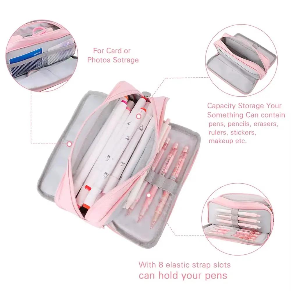 Large Capacity Pencil Case 3 Compartment Multifunctional Pen Bag for Girls Boy School Student Office Stationery Organizer by All Mart Bristol Ltd
