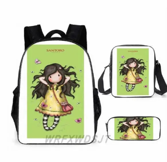 2026 Popular Youthful Anime Santoro Gorjuss 3D Print 3pcs/Set Student Travel bags Laptop Daypack Backpack Shoulder Bag Pencil by All Mart Bristol Ltd