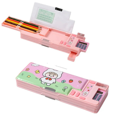 Plastic Stationery Organizer Box Unicorn Bear Astronaut Stationery Pencil Case School Gifts for Kids Teens Supplies by All Mart Bristol Ltd