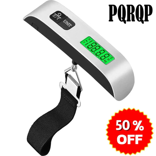 PQRQP Portable Digital Luggage Scale, Pet Scale for Accurate Weighing, 110Lbs Hanging Baggage Scale with Backlit LCD Display, Portable Suitcase Weighing Scale, Travel Luggage Weight Scale with Hook, Strong Straps for Travelers by All Mart Bristol Ltd