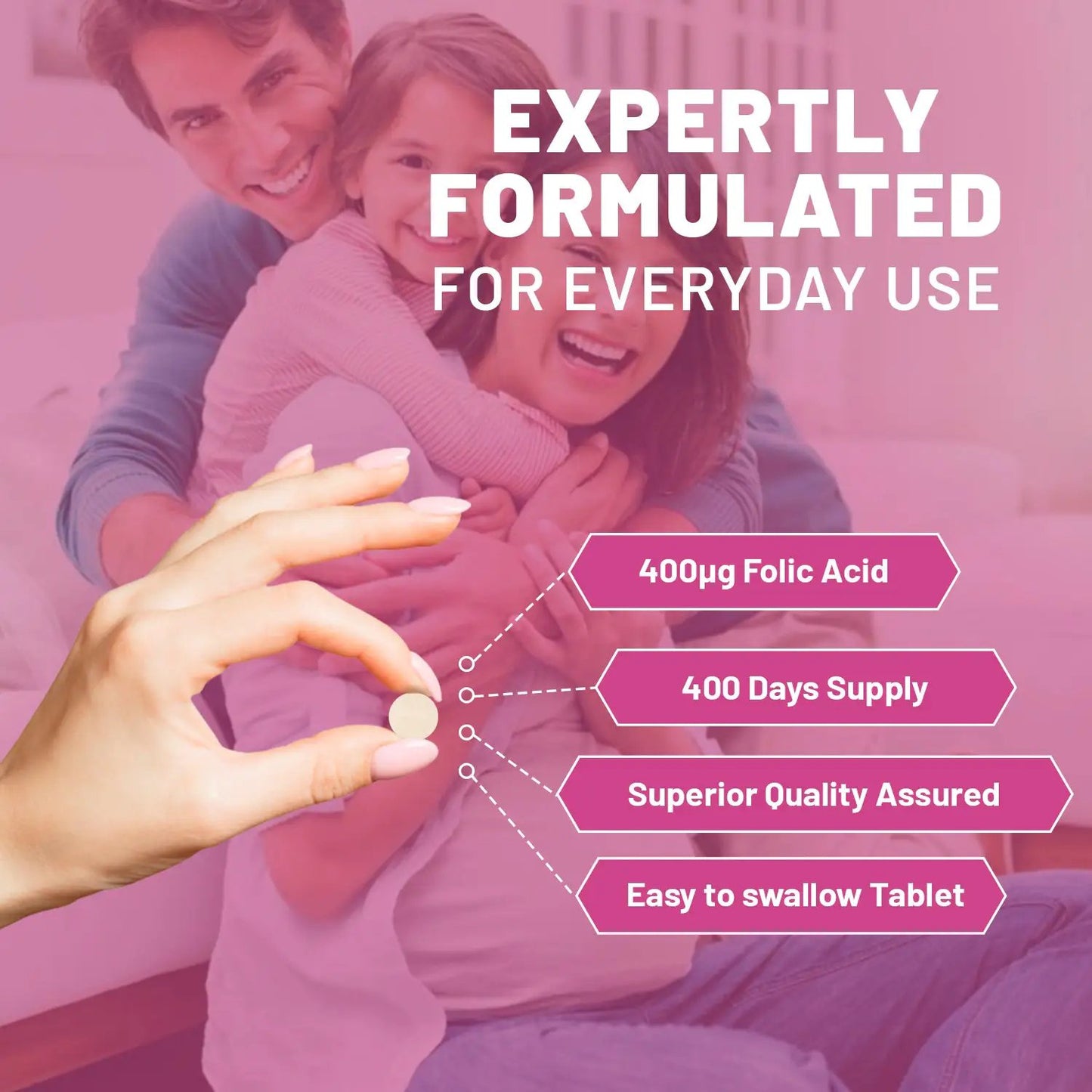 Folic Acid Tablets 400 mcg - 400 Vegan Vitamin B9 Tablets by Prowise Healthcare