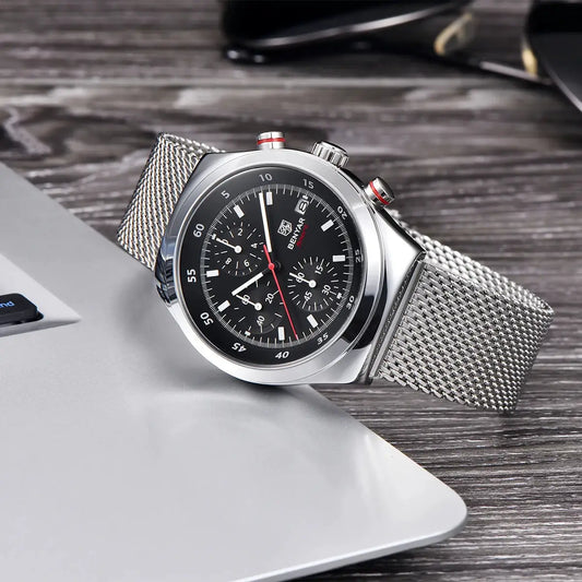 BENYAR Top Luxury Brand Men's Business Leisure Watch Mesh Band Quartz Timing Men's Watch 30 Meter Waterproof by All Mart Bristol Ltd