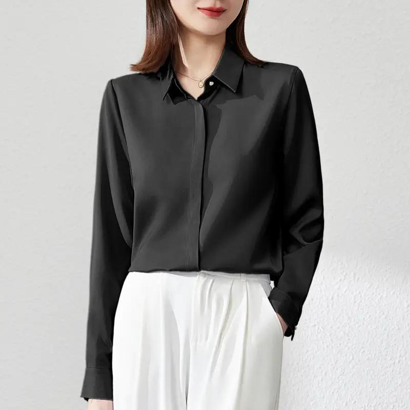 Graceful Satin Top OL Business Clothing Shirt For Women by Dropshipman