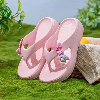 Summer Sanrio Girls Women's Flip Flops Kawaii Cartoon Eva Anti Slip Cute Fashion Girls Outdoor Student Bathroom Beach Slippers by All Mart Bristol Ltd