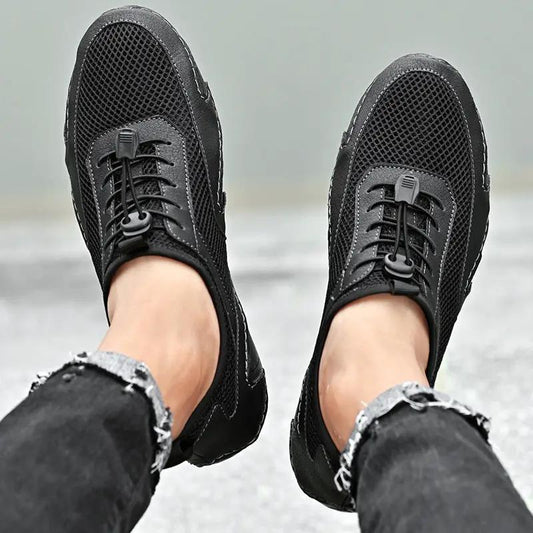 Plus Size Hollow-out Gommino Men's Casual Design Hollow Leather Shoes by Dropshipman