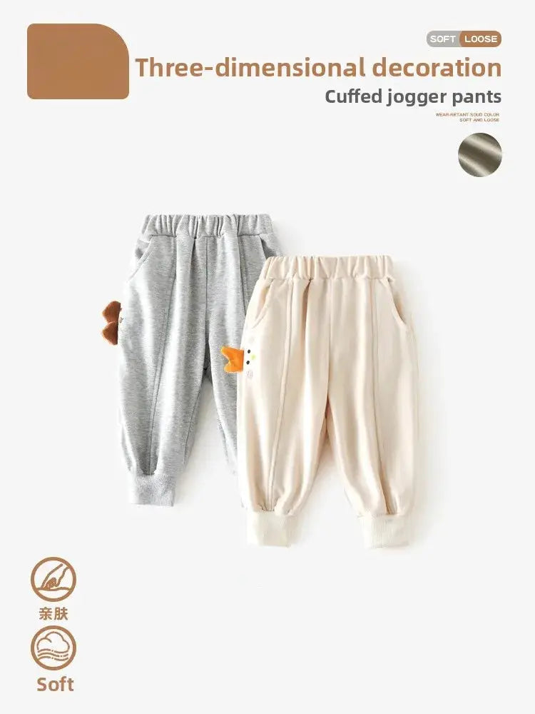 Loose Children's Sport Pants Boy's Spring Clothes Patchwork Embroidered Casual Trousers Baby Comfortable Long Pants