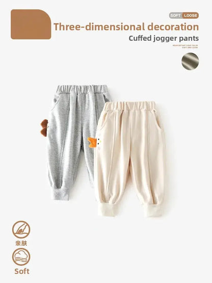 Loose Children's Sport Pants Boy's Spring Clothes Patchwork Embroidered Casual Trousers Baby Comfortable Long Pants