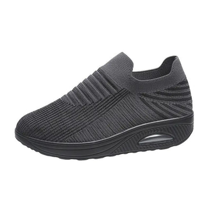 New Stripe Design Mesh Shoes Fashion Slip On Air Cushion Shoes Breathable Round-toe Flats Women by Dropshipman