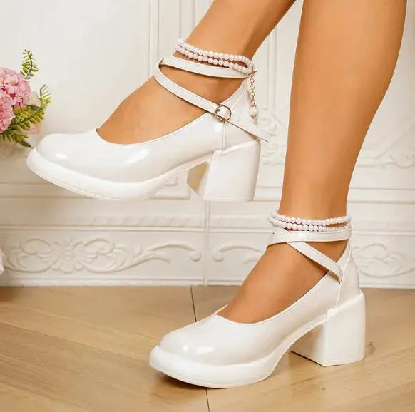 New Women Pumps Shoes Fashion Cross Strap Ladies Shallow Dress Mary Jane Shoes Female Elegant High Heel Footwear Platform Heels by All Mart Bristol Ltd