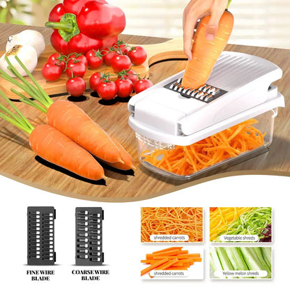 Original Professional Cutting Machine - Vegetable Chopper and Spiral Cutter, Food Chopper with Container, Fruit Slicer, Kitchen Tools and Gifts, Home Essentials (15 Chopping Functions, White) by All Mart Bristol Ltd