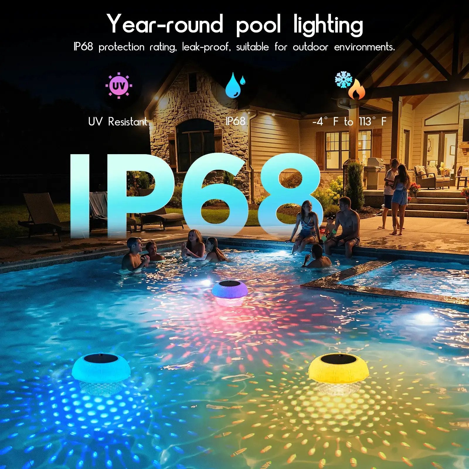 Brightown Solar Pool Chlorine Tablet Floater, RGBWW Remote Control Pool Chlorine Floater with IP68 Waterproof, 4 Dimming & 3 Timers for Pools, Hot Tubs, Large Above-Ground Pools by All Mart Bristol Ltd