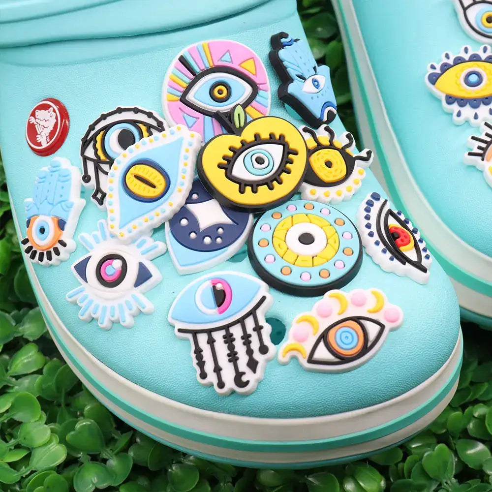 25PCS/Set Evil Eyes Shoes Charms Silicone Shoe Accessories Wristband Hole Slipper Decor Adult Kids X-mas Gifts by All Mart Bristol Ltd