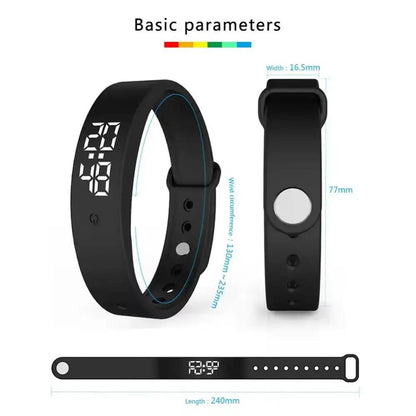 LED Digital Smart Bracelet Waterproof Smart Clock Smartband with Body Temperature Monitor Smart Band Vibration Alarm Reminder by All Mart Bristol Ltd