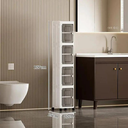 Narrow Gap Storage Organizer Foldable Cabinet Magnetic Sealed Door Universal Wheels Dustproof Moistureproof for Bathroom Kitchen by All Mart Bristol Ltd