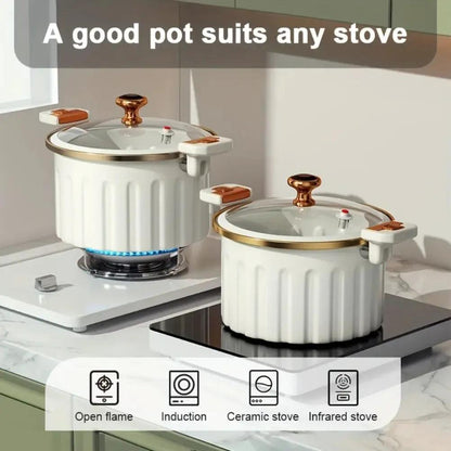 Enamel Cooking Pots Large-Capacity Double-Handled Stew Pot Non-Stick Multifunctional Home Pot Suitable Pots for the Kitchen by All Mart Bristol Ltd