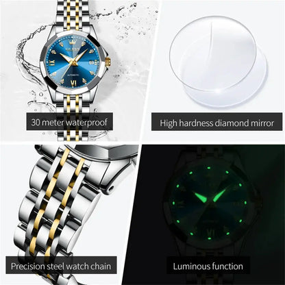OLEVS Women's Watches Trend Elegant Sparkling Shining Diamond Scale Original Automatic Mechanical Wristwatch for Lady Waterproof by All Mart Bristol Ltd