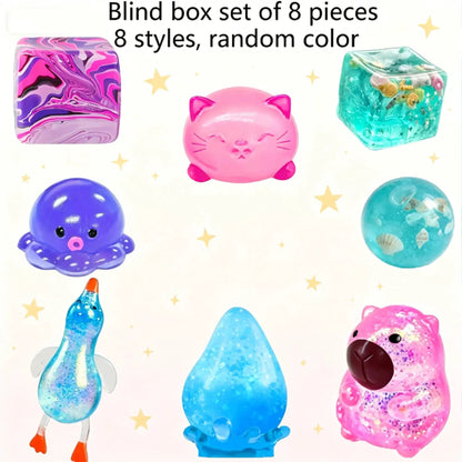 8-Piece Set Blind Box Malt Sugar Stress Relief Fidget Toys, Sensory Bundle, Creative Slow-Return Squishy, Party Gift, 8 Different Styles by All Mart Bristol Ltd