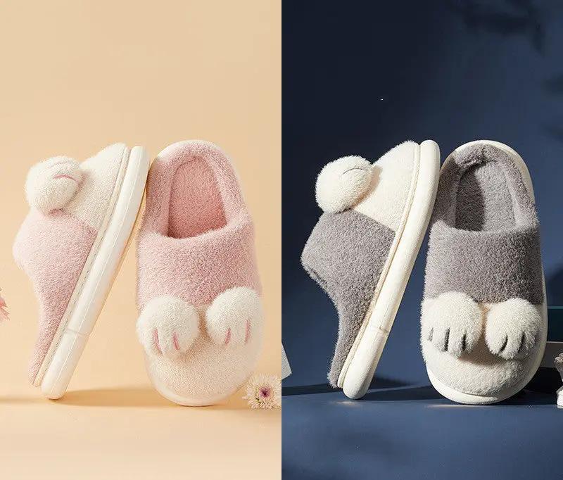 Cat's Claw Cotton Slippers Women Cute Plush by Dropshipman