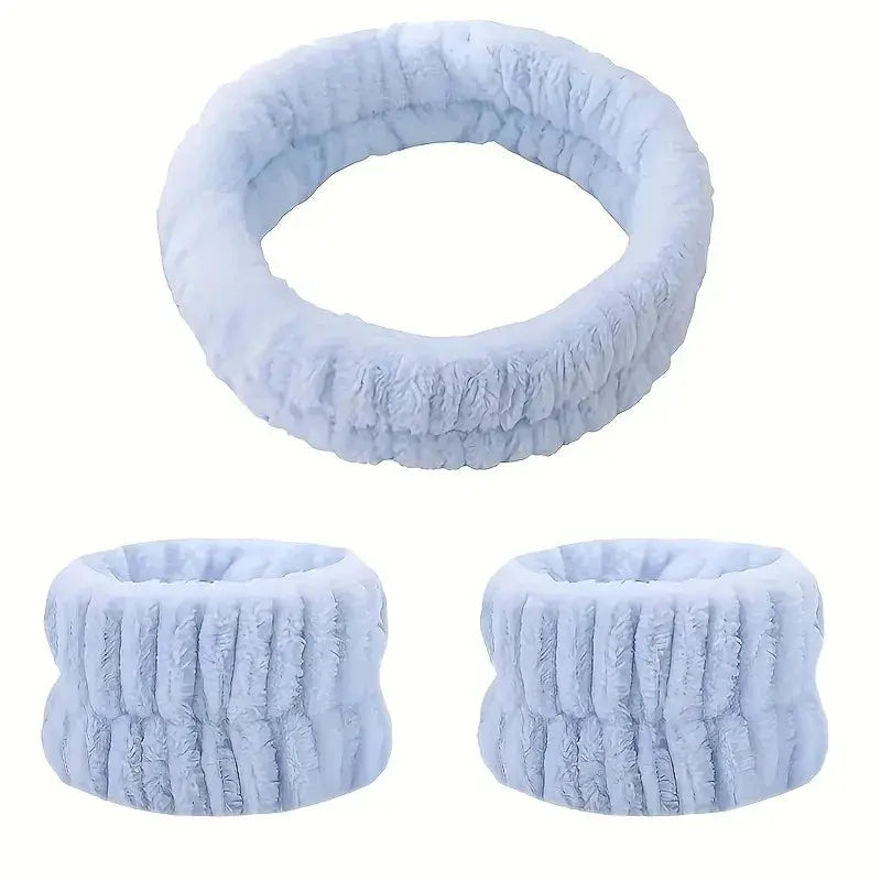Coral Velvet Facial High-elastic Makeup Hairband Face Wash Wristband Set-face Wash, Facial Mask, Skin Care by All Mart Bristol Ltd