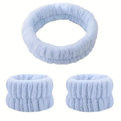 Coral Velvet Facial High-elastic Makeup Hairband Face Wash Wristband Set-face Wash, Facial Mask, Skin Care by All Mart Bristol Ltd