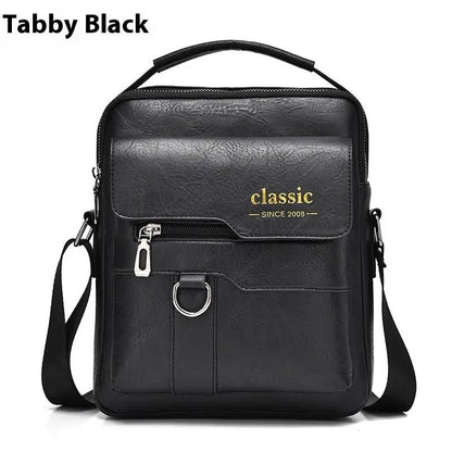 Popular Men's Messenger Bag One Shoulder Retro Business Backpack PU Leather Flaps Crossbody Bags Business Flap Male Solid Travel Bag by Dropshipman