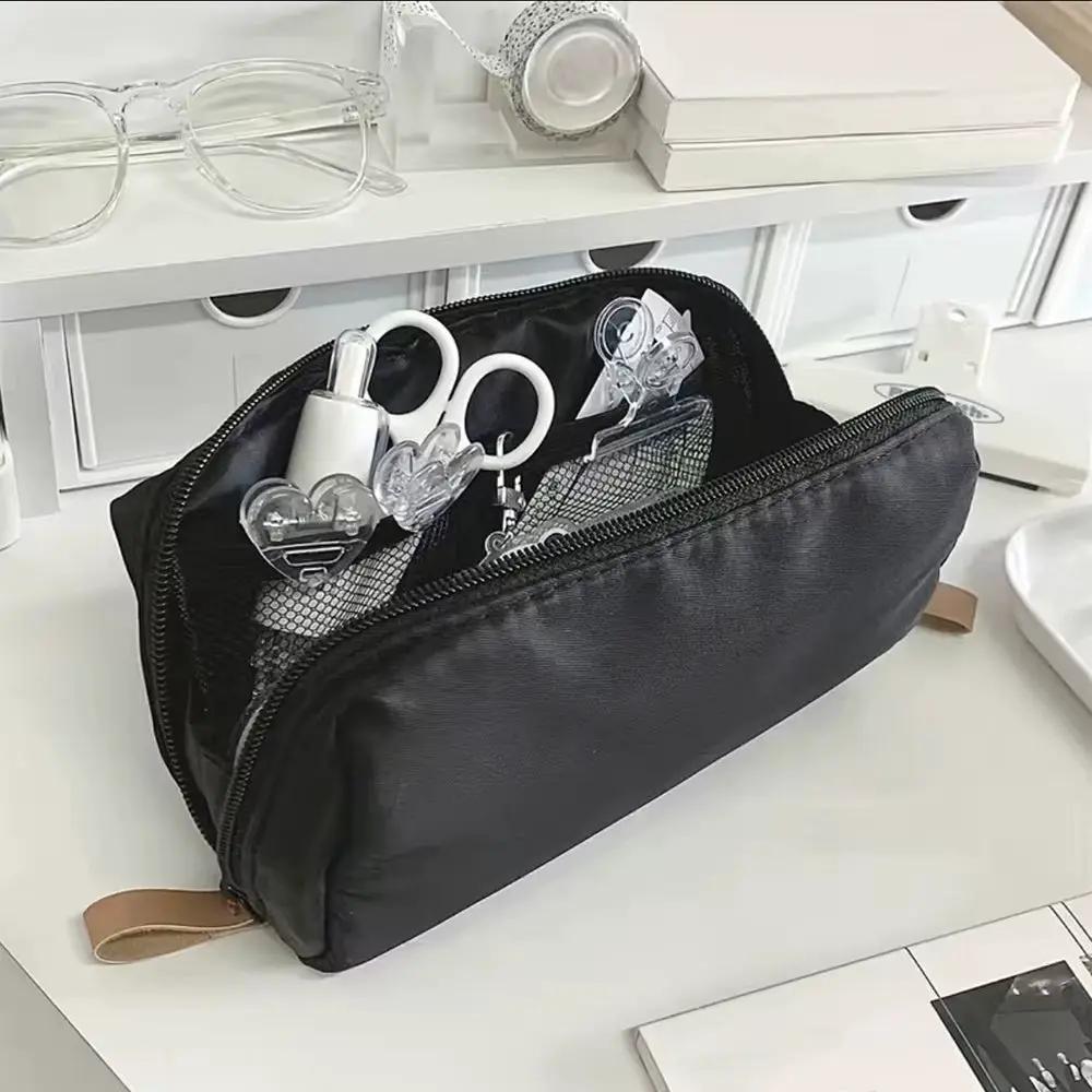 1Pc-Simple Black Canvas Pencil Case with Large Capacity Stationery Storage Bag, School Student Supplies by All Mart Bristol Ltd