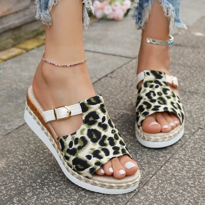 Spring New Wedge Platform Leopard Print Sandals by Dropshipman