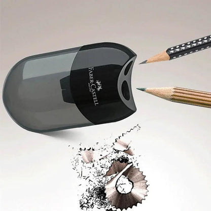 Faber Castell Cute Pencil Sharpener Double Hole with Container Plastic Student School Stationery Mini Manual Pencil Sharpeners by All Mart Bristol Ltd