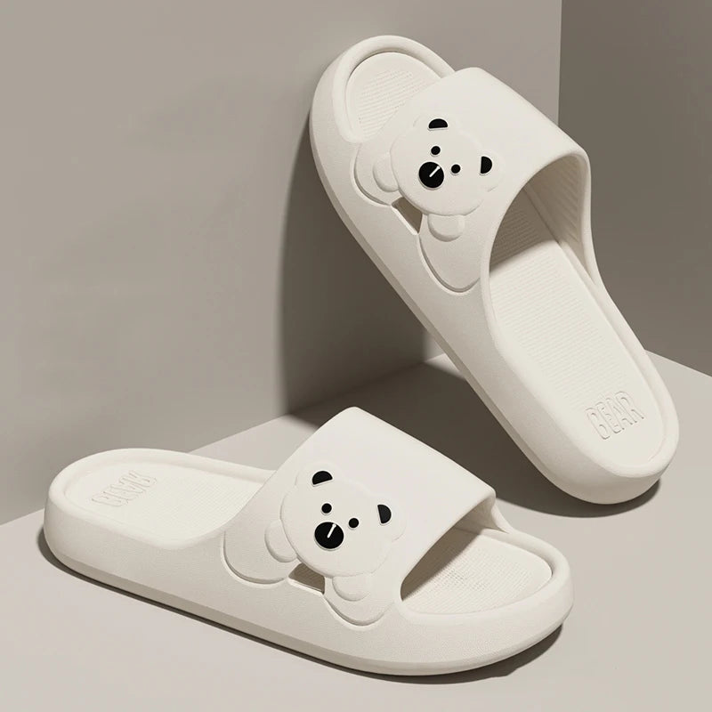 Slippers Bathroom Cartoon Bear Indoor Slippers For Women Lightweight Soft EVA Slides Woman Comfort Home Summer Bathroom Non Slip by All Mart Bristol Ltd