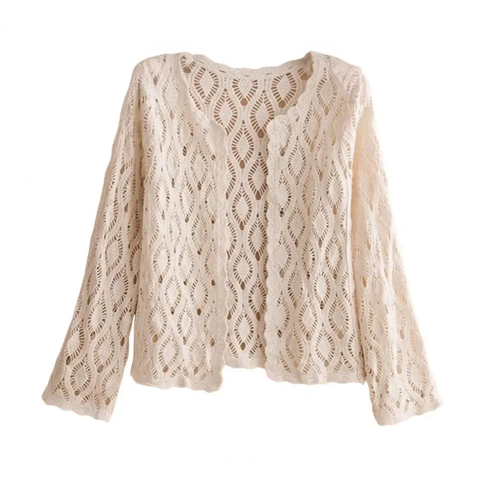 Handcrafted Lace Cardigan Crochet Women Cardigan 2025 3/4 Sleeve Hollow Out Open Front Sheer Sweater Boho Summer Knit Shrug by All Mart Bristol Ltd