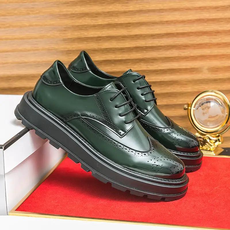 Business Formal Britishstyle Glossy Heightincreasing Leather Shoes by Dropshipman