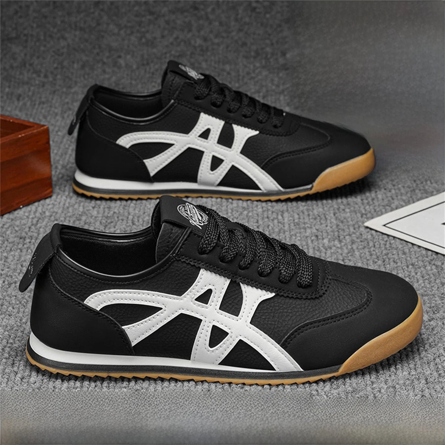 Pu'er Agan Men's Shoes Casual Flat Leather Dequn Shoes Spring 2026 New Trend Brand High-End Sensation White Sneakers by All Mart Bristol Ltd