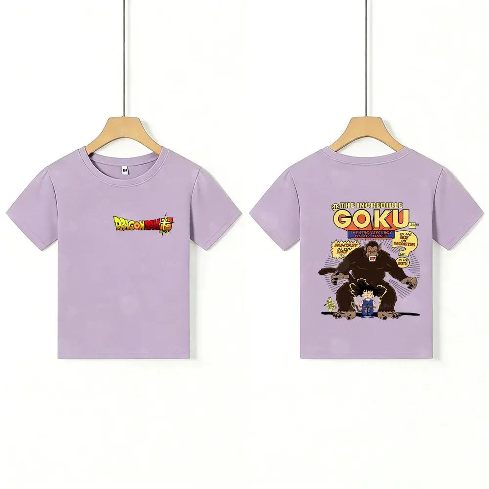 Kids T - Shirt Dragon Ball Goku & Great Ape Print, Cartoon Anime - Themed Casual Cotton Tee for Boys Girls, Cool Graphic Childre by All Mart Bristol Ltd