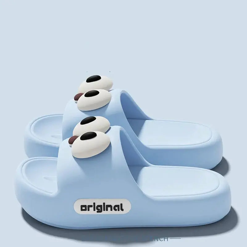 Cute Big Eyes Decorat Couple's Indoor Slippers Summer 2026 Comfort Thick Bottom Home Slippers Lightweight Non Slip Slides Women by All Mart Bristol Ltd