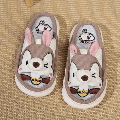 Home Linen Slipper for Women Cute Bunny Clouds Flip Flops Female Design Cozy Shoes Slides Four Season Platform Couples Sandals by All Mart Bristol Ltd