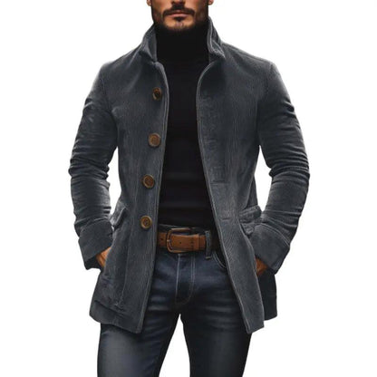 Men's Jacket Winter Stand Collar Button-up Coat Casual Blazer Outerwear Clothing by Dropshipman