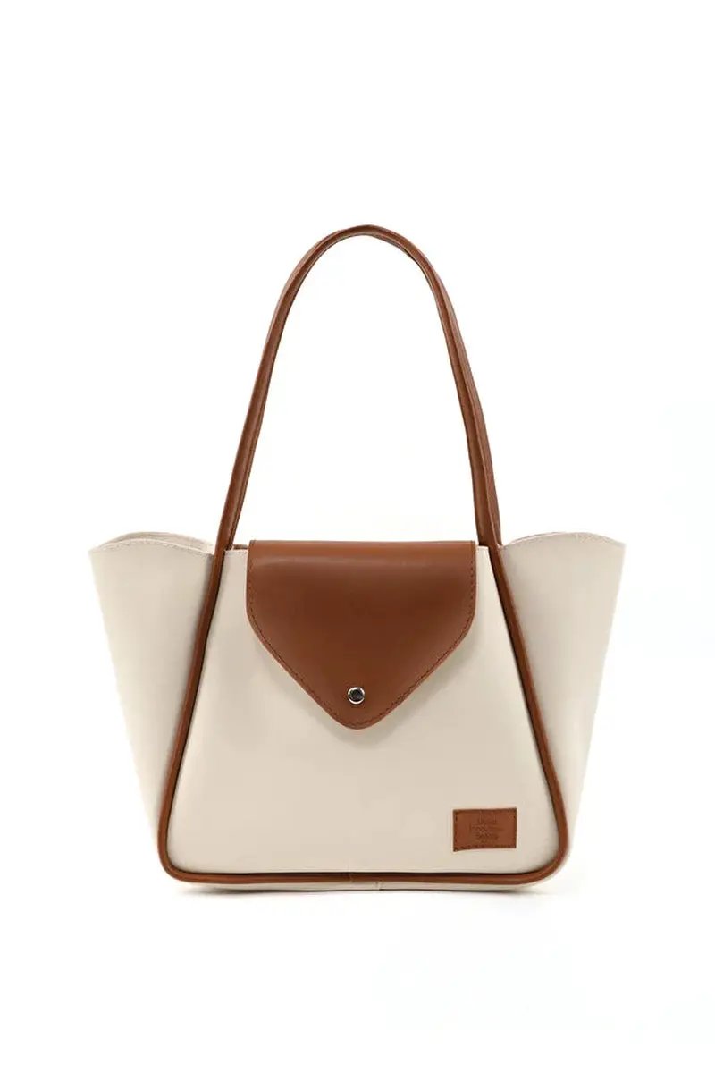 Large Faux Leather Snap Closure Tote Bag Single Compartment Hand Arm and Shoulder Bag by All Mart Bristol Ltd