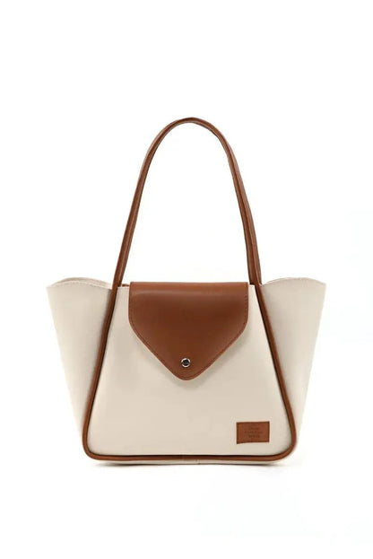 Large Faux Leather Snap Closure Tote Bag Single Compartment Hand Arm and Shoulder Bag by All Mart Bristol Ltd