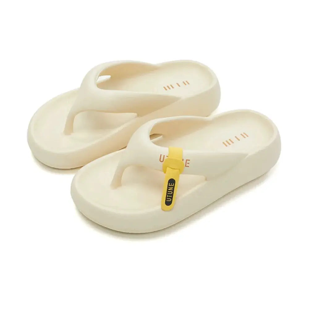 Comfortable Letter Platform Flip Flops EVA Thick Soled Slides Sandals Toe Spring Non-Slip Beach Slippers Bathroom by All Mart Bristol Ltd