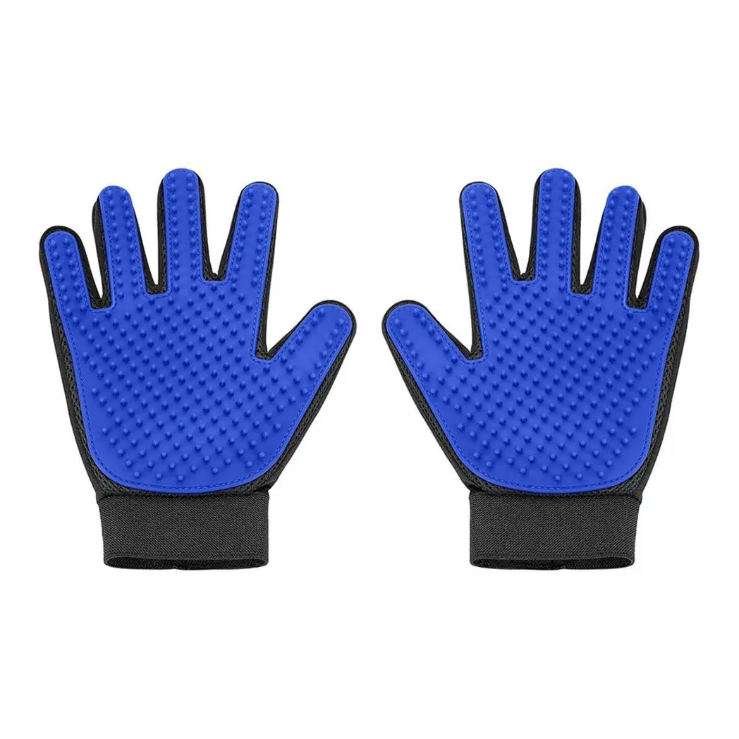 Cat And Dog Grooming Gloves 1 Pair - Blue by Aquarius
